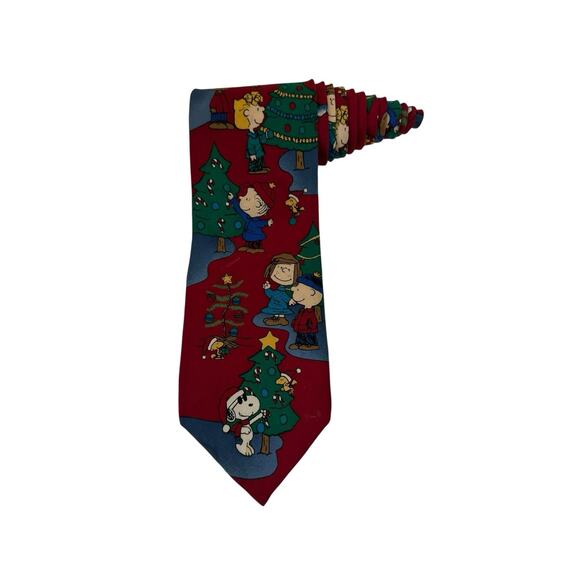 Peanuts Santa Wouldn’t Forget An Innocent Bird Faithful Dog Christmas Necktie - Picture 1 of 5